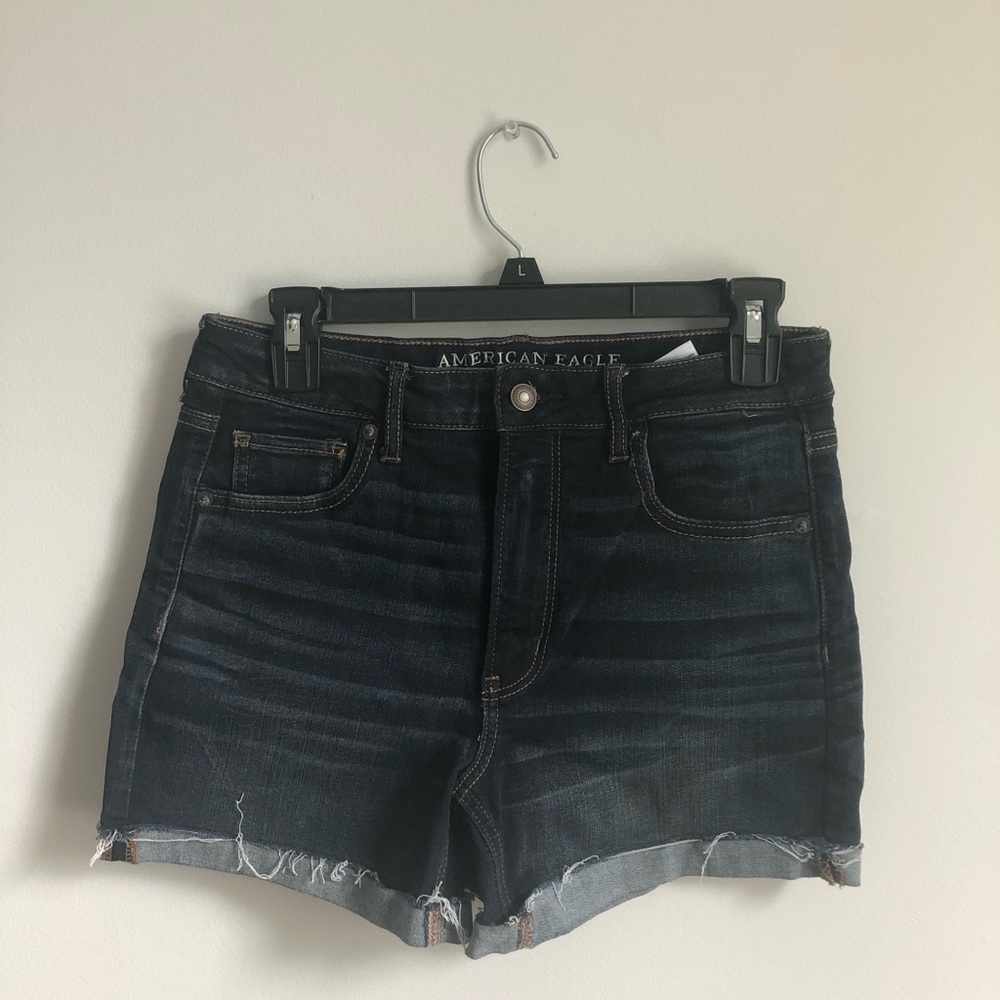 Super High Rise Dark Wash Denim Short Shorts